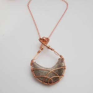 "Open Lotus" - Coral Fossil Crystal Necklace