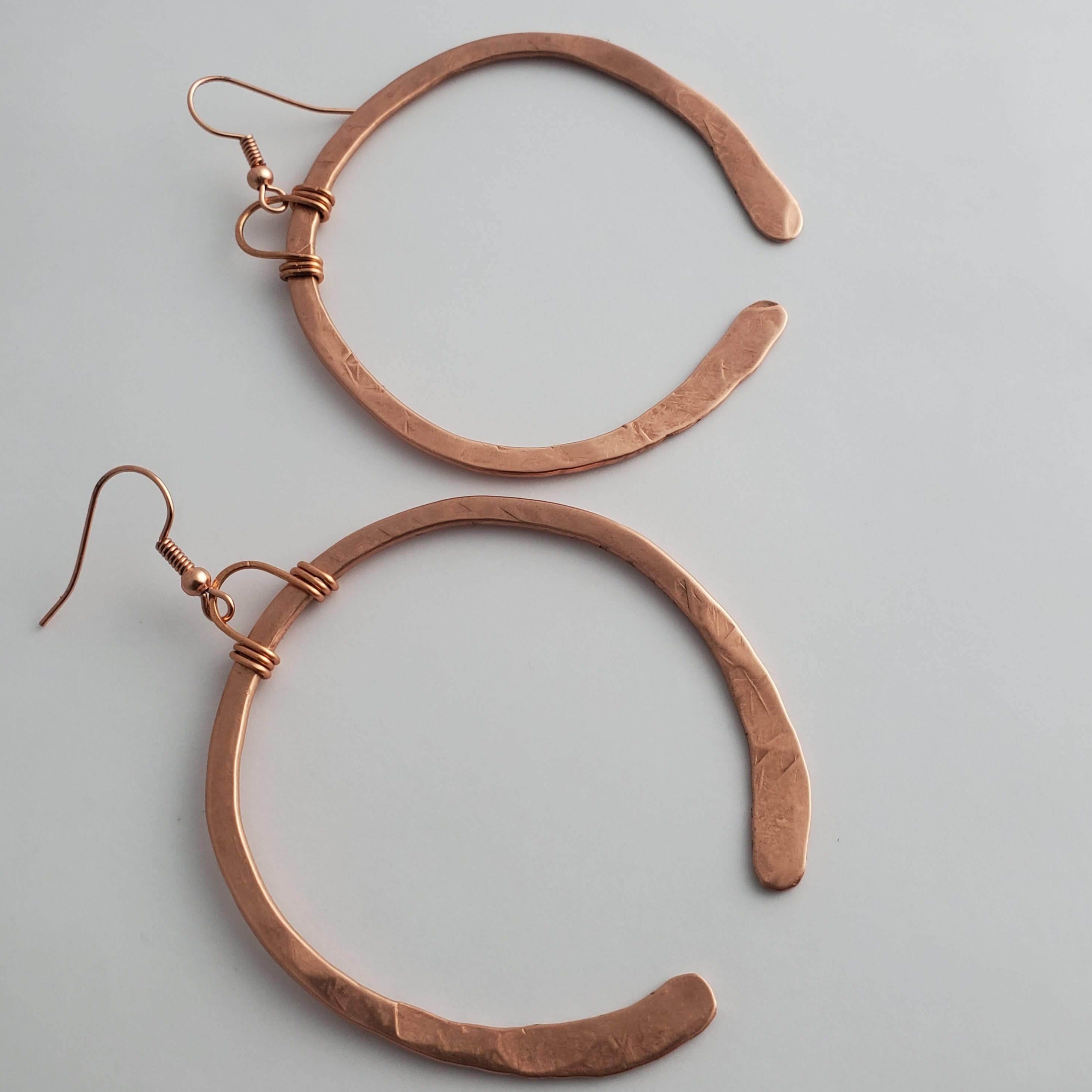 'Cartouche' - Hammered Copper Earrings