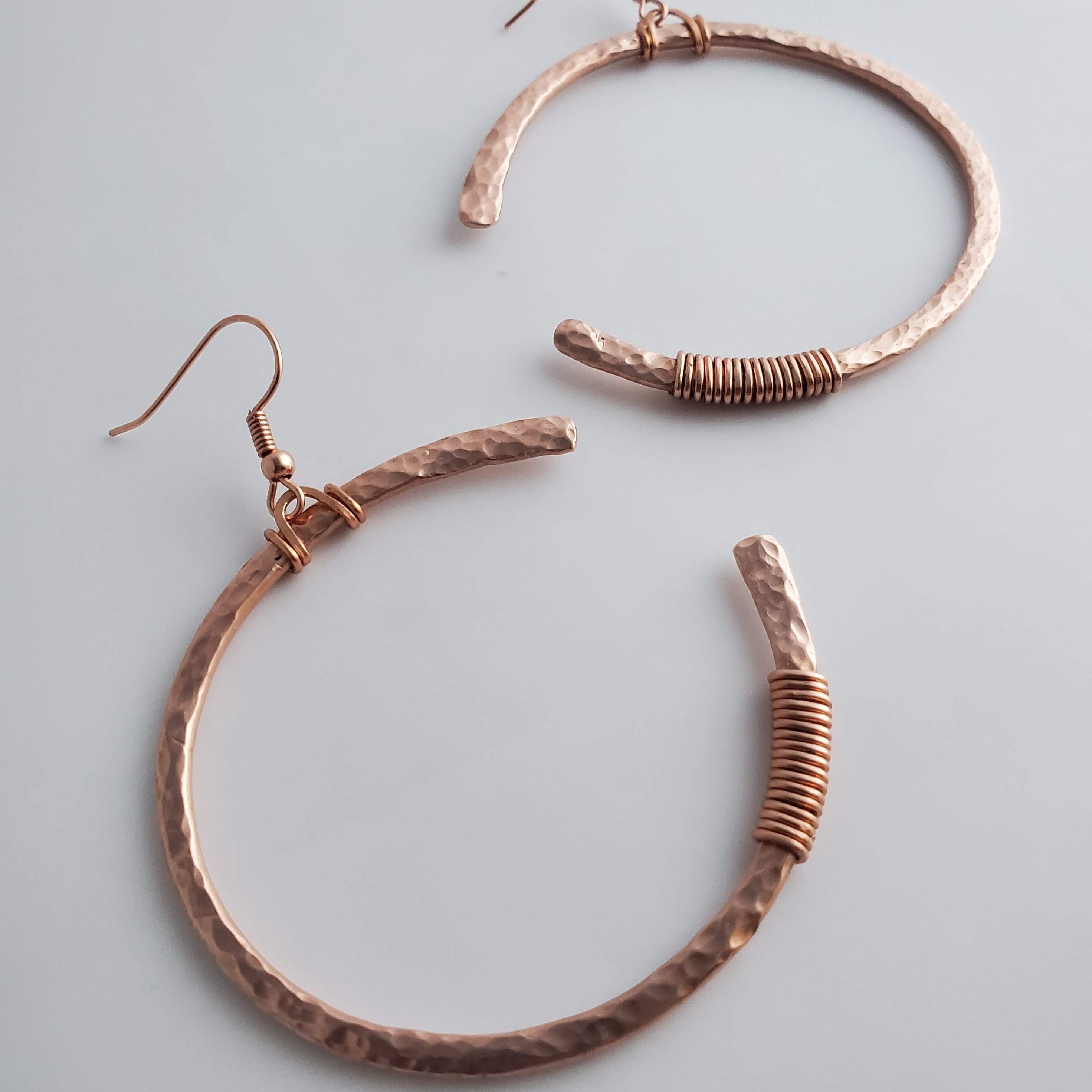 'Habibi' - Hammered Copper Hoop Earrings