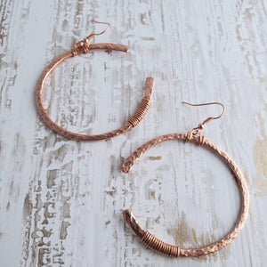 'Habibi' - Hammered Copper Hoop Earrings