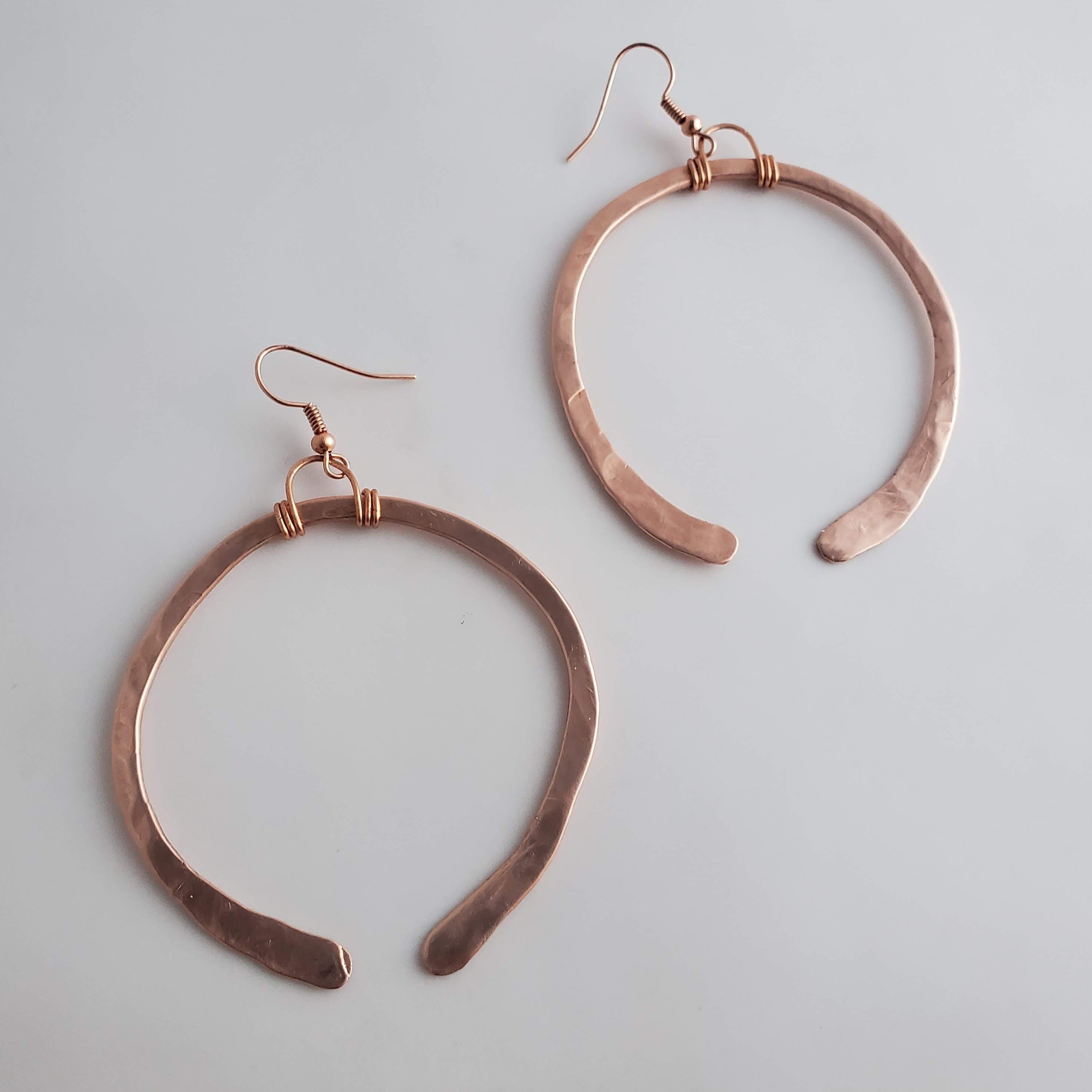 'Cartouche' - Hammered Copper Earrings