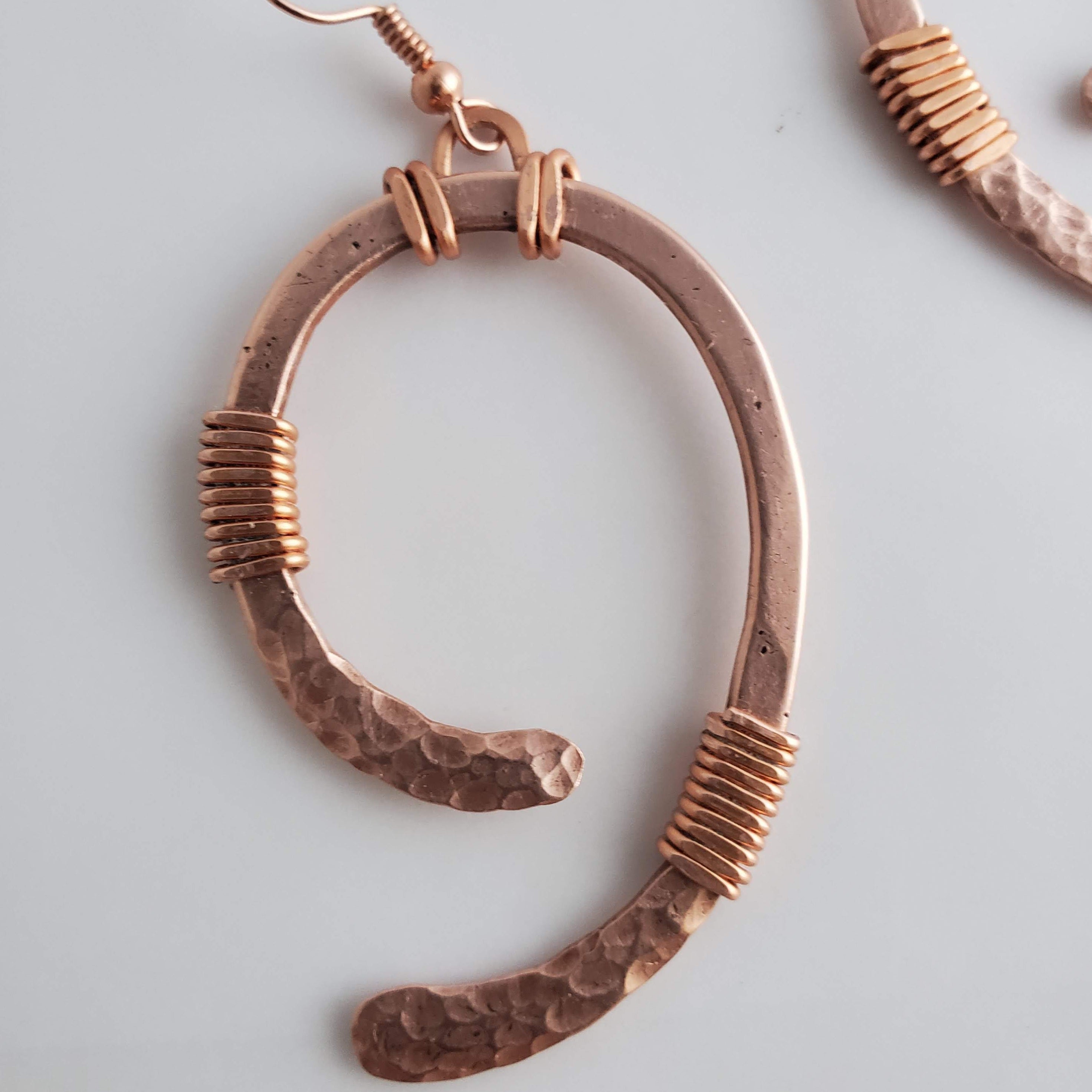 '9ine' - Copper & Black Patina Earrings