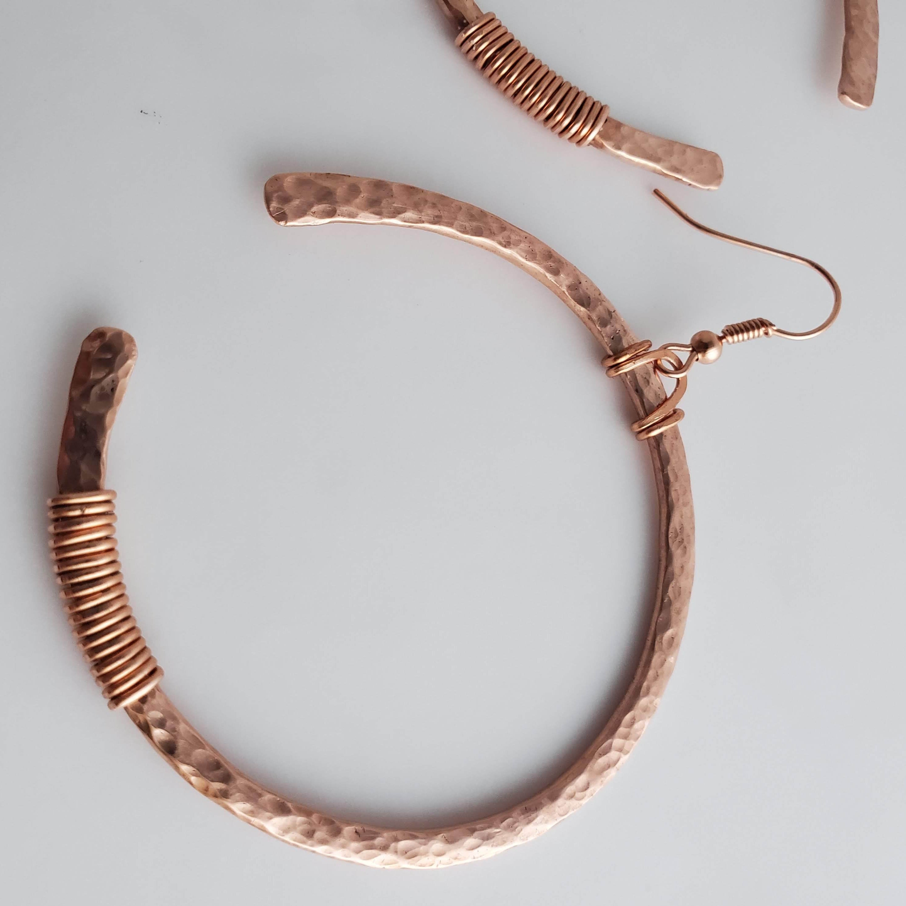 'Habibi' - Hammered Copper Hoop Earrings