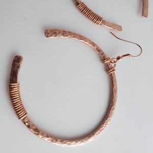 'Habibi' - Hammered Copper Hoop Earrings