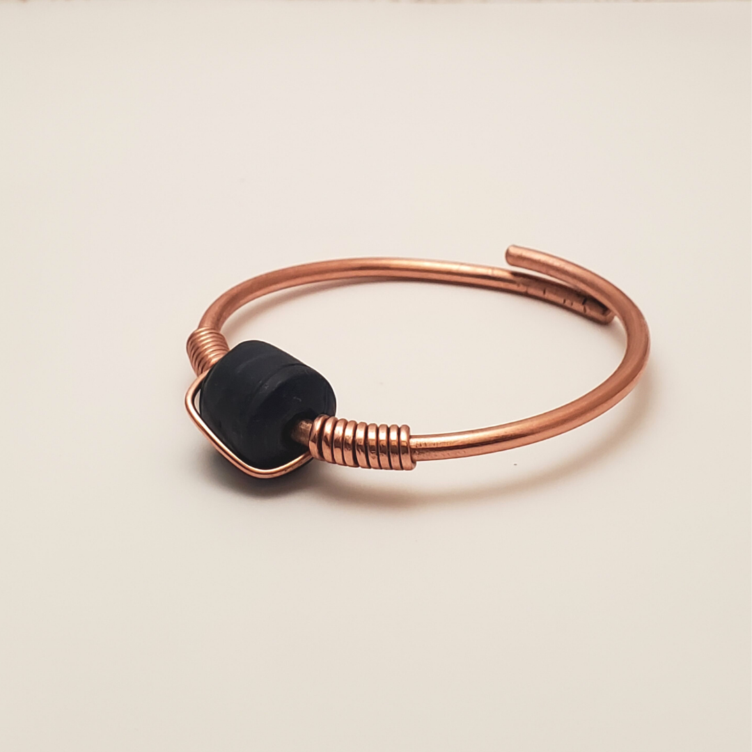 'Faience' - Copper & Ethiopian Glass Bead Bracelet