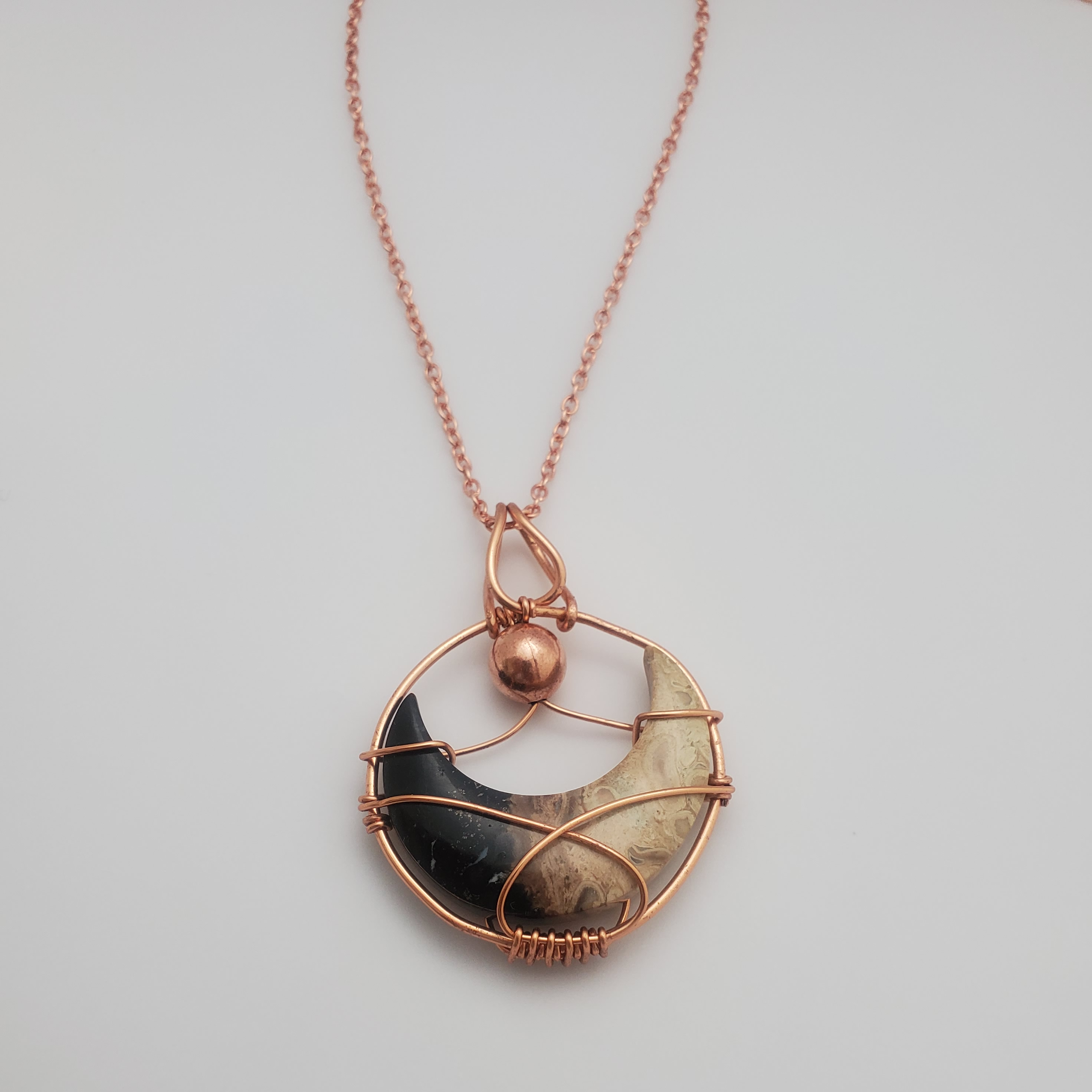 "Petals of Duality" -  Palm Root Dendritic Crystal Necklace