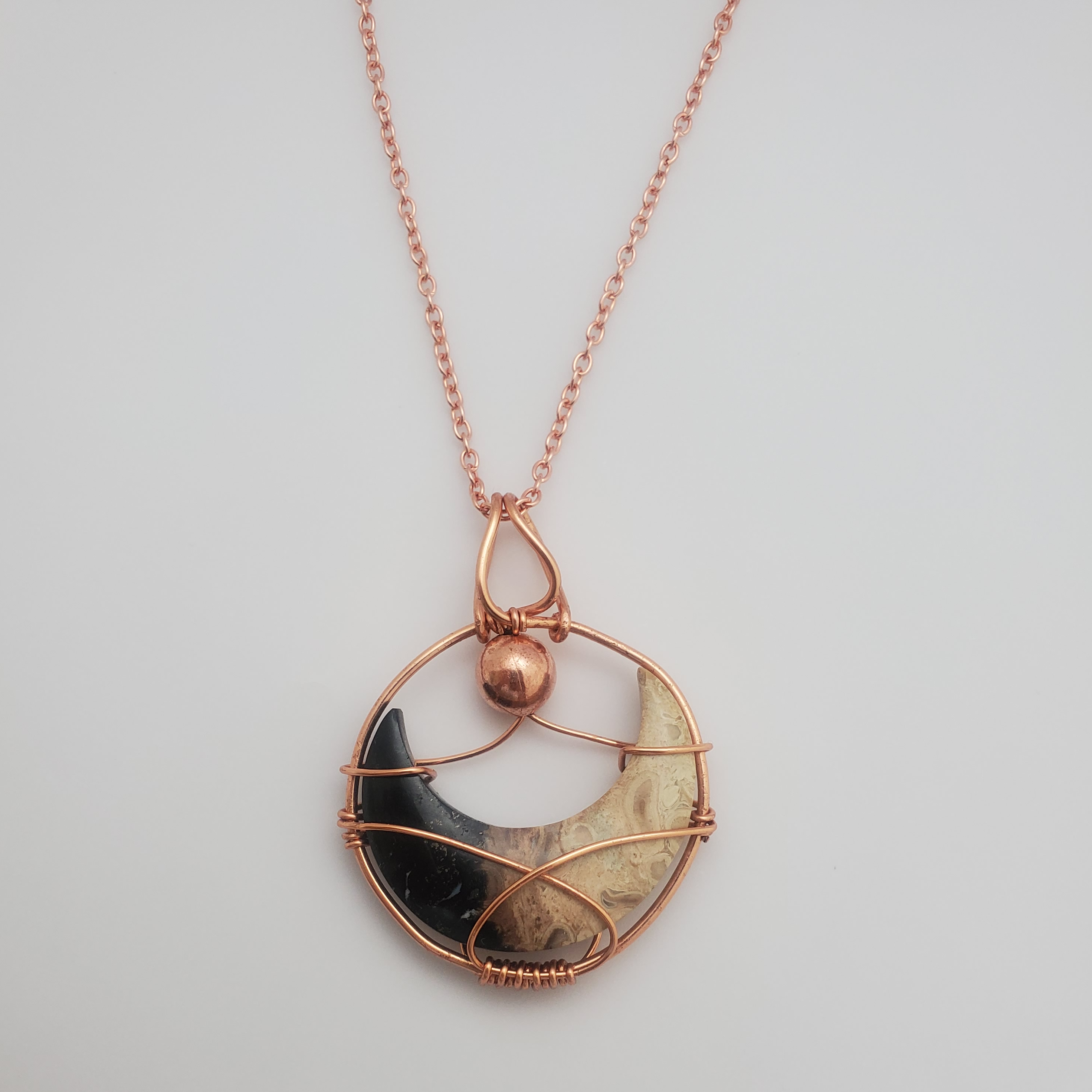 "Petals of Duality" -  Palm Root Dendritic Crystal Necklace