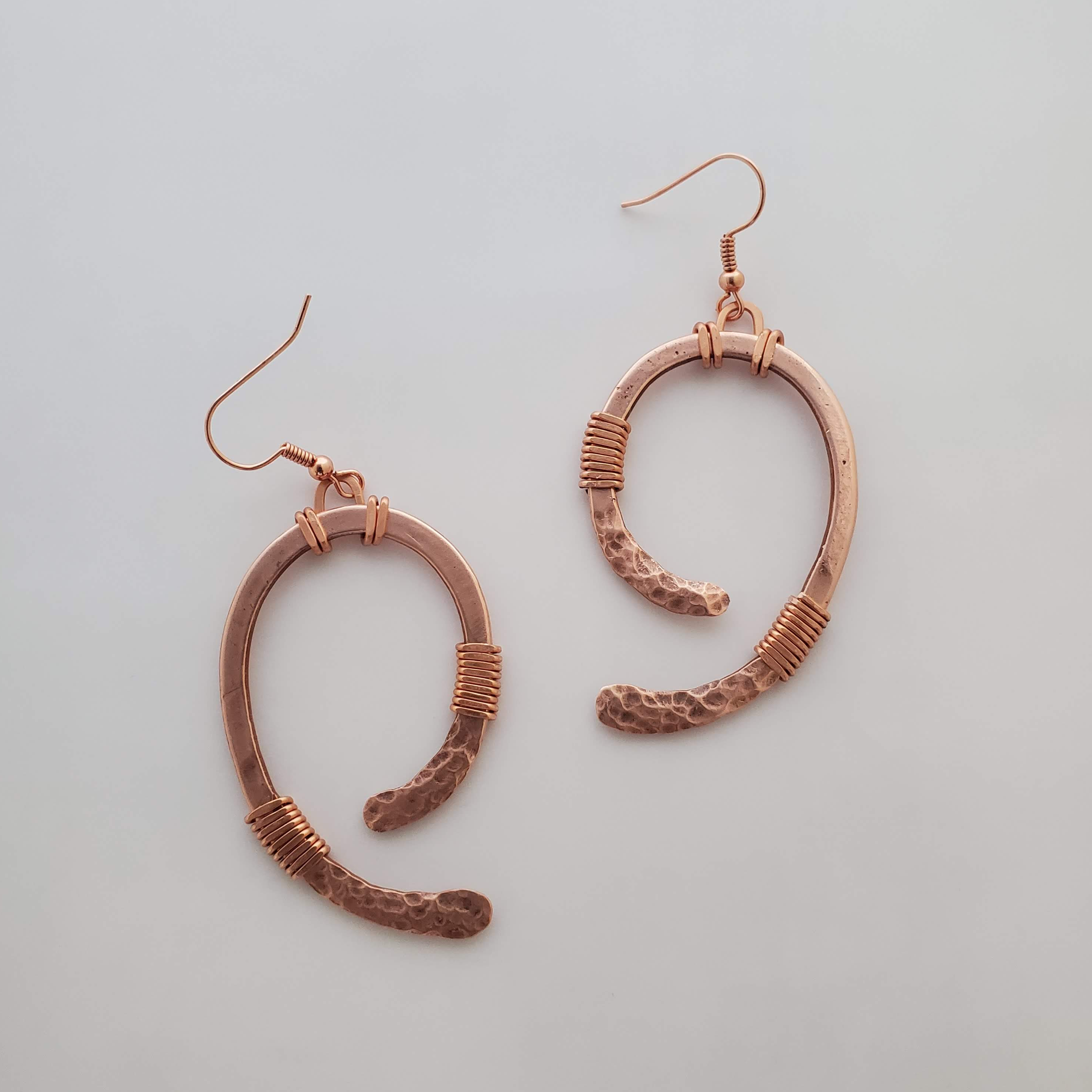 '9ine' - Copper & Black Patina Earrings