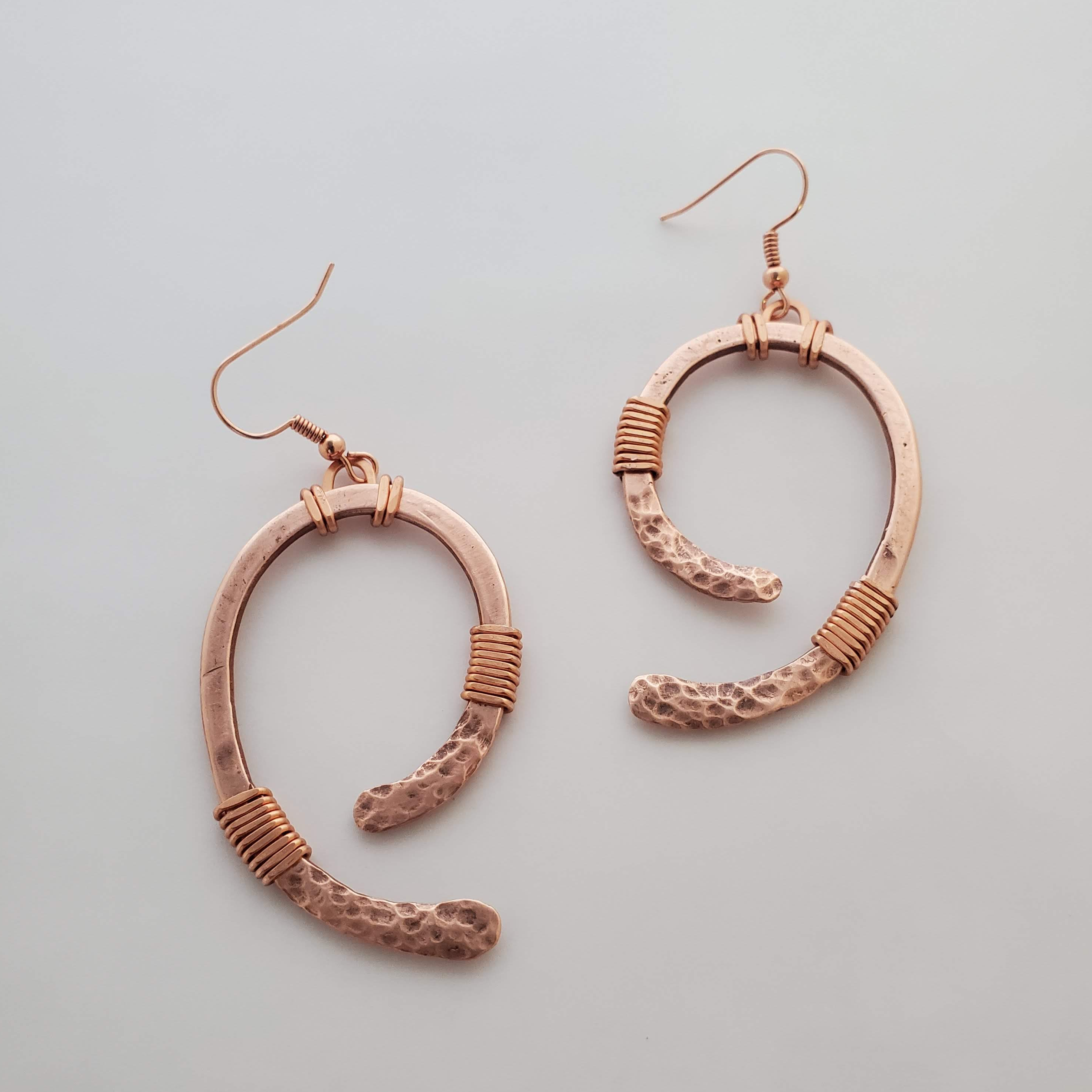 '9ine' - Copper & Black Patina Earrings