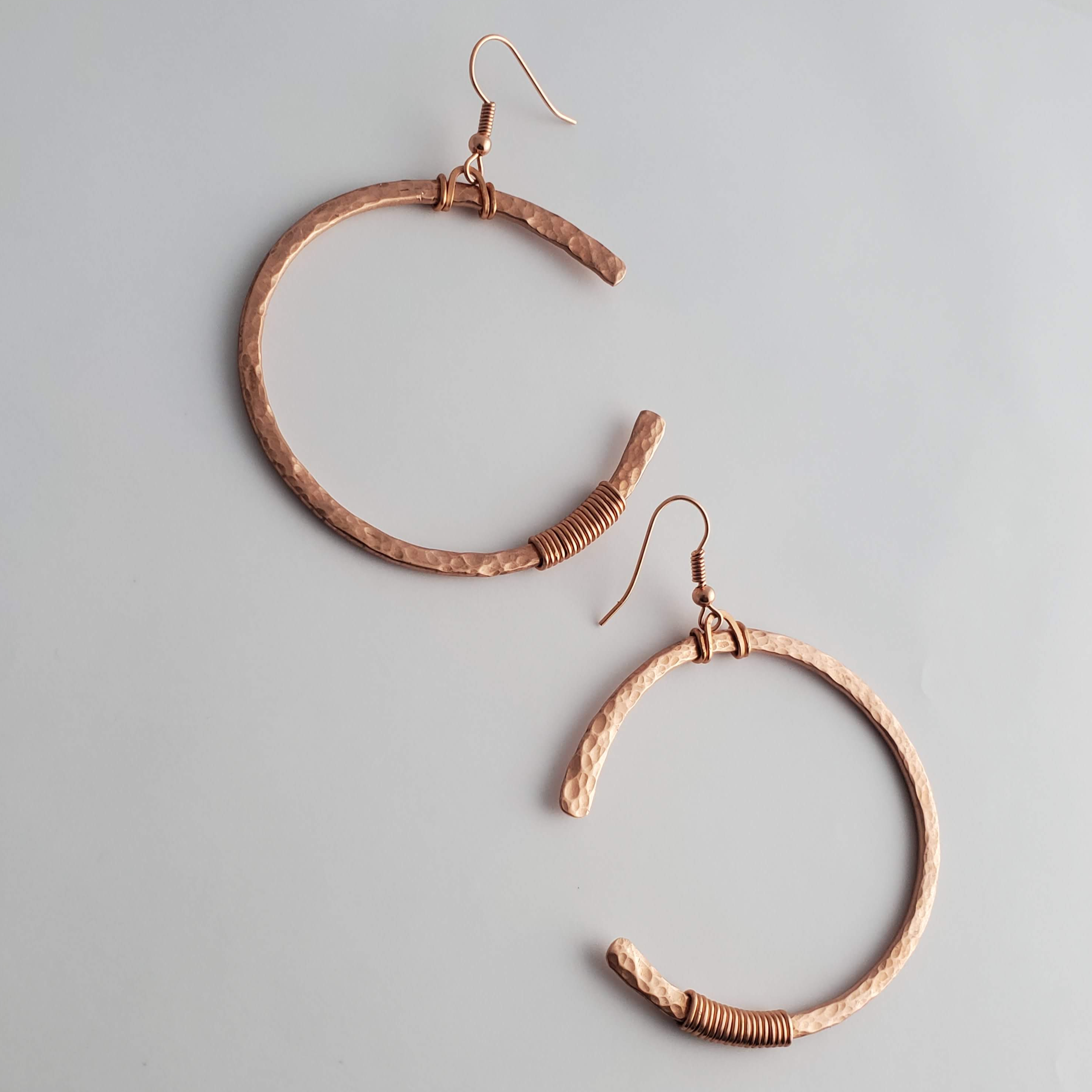 'Habibi' - Hammered Copper Hoop Earrings